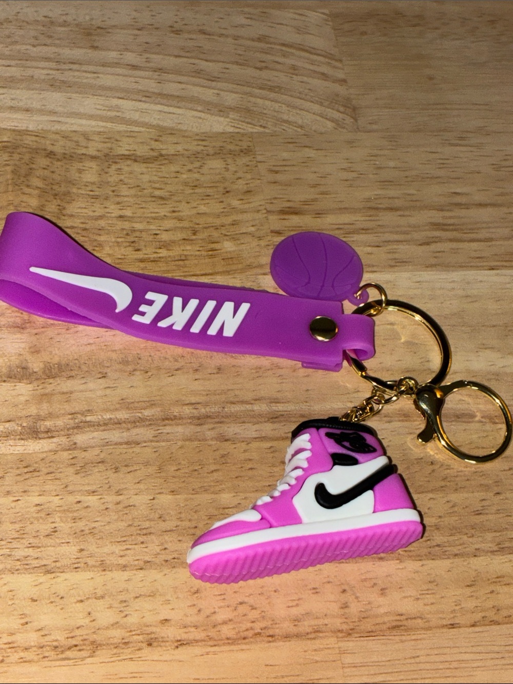 Nike Kids Pink Sneaker Keychain with Strap